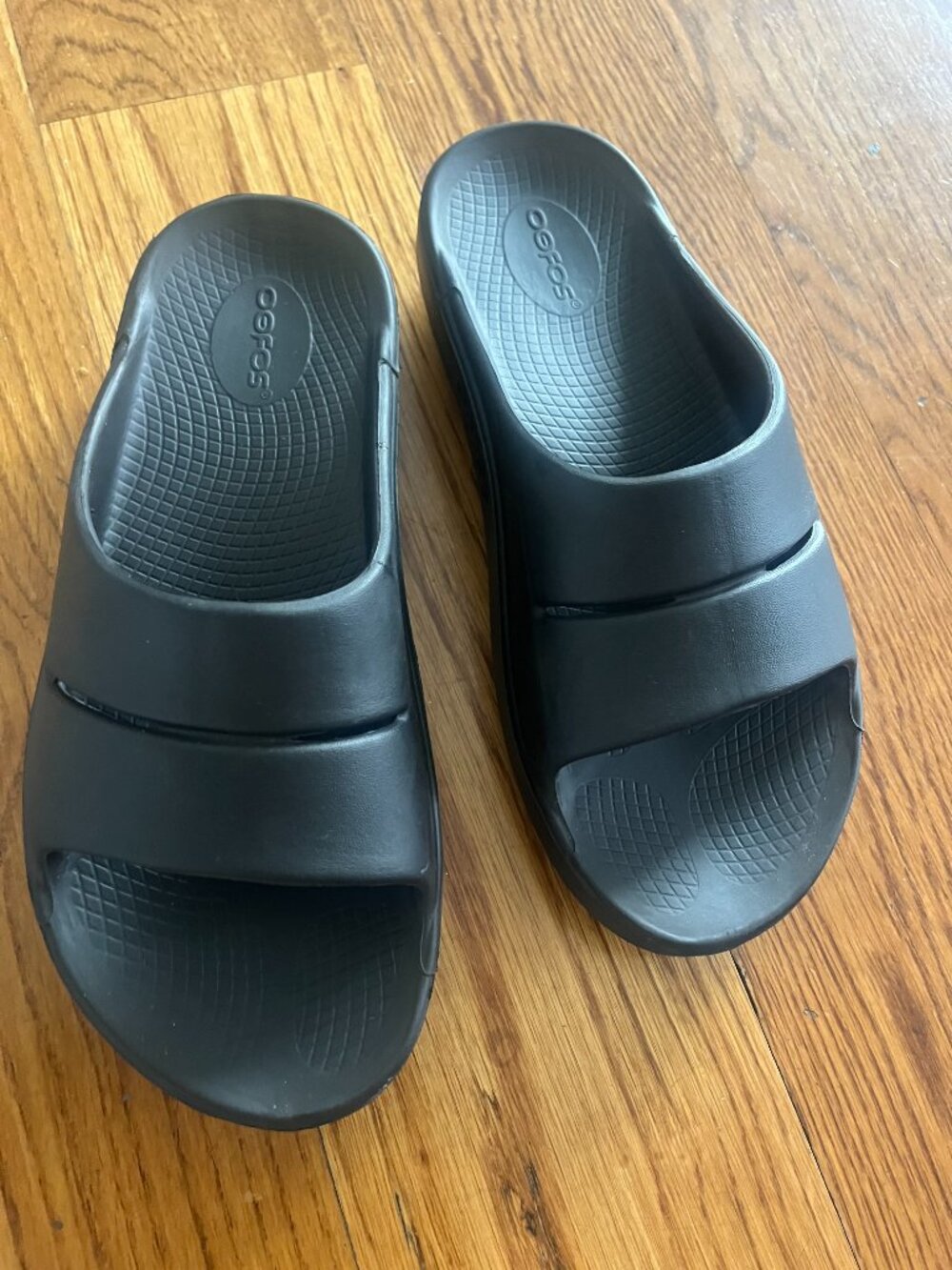 OOFOS OOahh Recovery Slide Sandals Black Unisex M7 - W9, EU 10